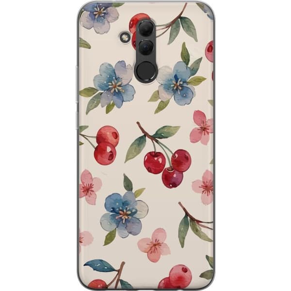 Huawei Mate 20 lite Läpinäkyvä kuori Marjat & Kukat - kuvio, jossa on sinisiä kukkia ja metsänmarjoja