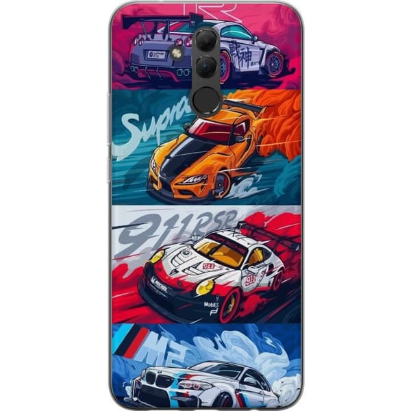 Huawei Mate 20 lite Läpinäkyvä kuori Nopeat Autot - Piirretty Kuvio Toiminnalla