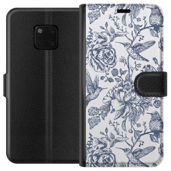 Huawei Mate 20 Pro Plånboksfodral Blomster & Fåglar – romantiskt mönster i vintage-stil