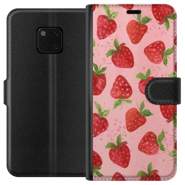 Huawei Mate 20 Pro Tegnebogsetui Jordbærdrømme - Retro-stil jordbærmønster