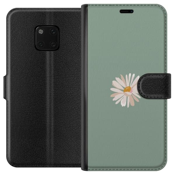 Huawei Mate 20 Pro Tegnebogsetui Grøn Minimalblomst - stilfuld blomst på grøn baggrund