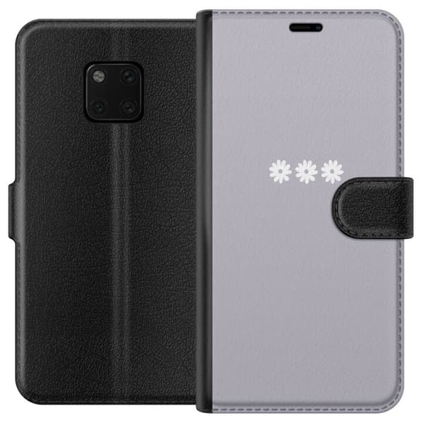 Huawei Mate 20 Pro Tegnebogsetui Lilla Blomminimalisme - stilfuldt blomstermotiv på lilla baggrund