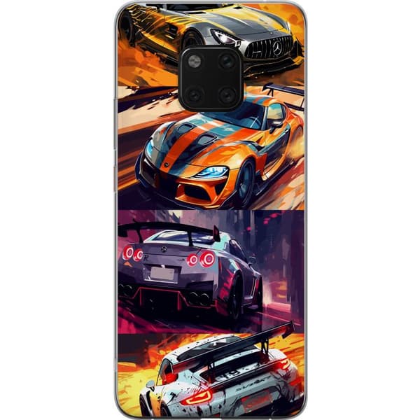 Huawei Mate 20 Pro Gennemsigtig cover Rallyfeber - fartfyldt motiv med rallybiler