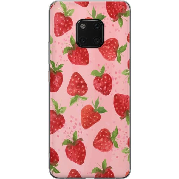 Huawei Mate 20 Pro Gennemsigtig cover Jordbærdrømme - Retro-stil jordbærmønster