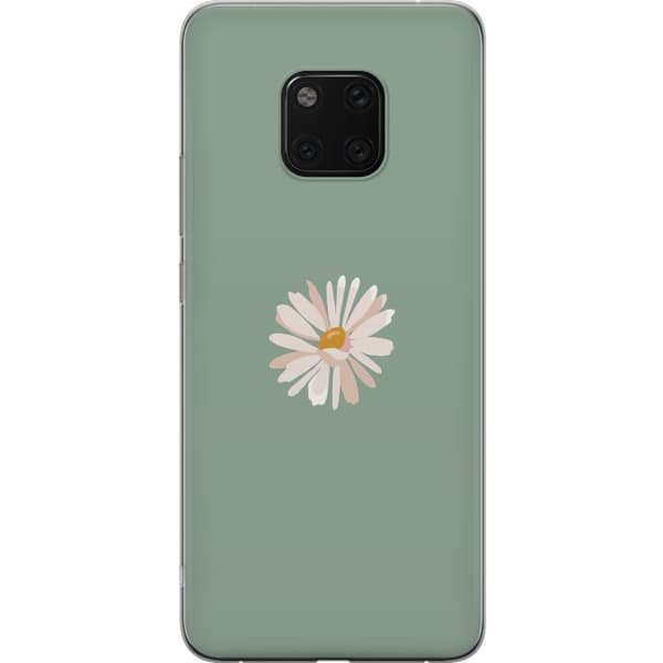 Huawei Mate 20 Pro Gennemsigtig cover Grøn Minimalblomst - stilfuld blomst på grøn baggrund