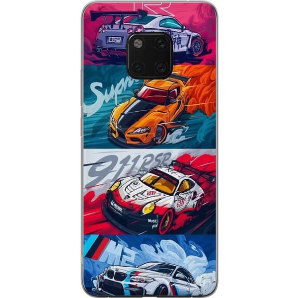 Huawei Mate 20 Pro Gennemsigtig cover Hurtige Biler - Tegnet Mønster med Action