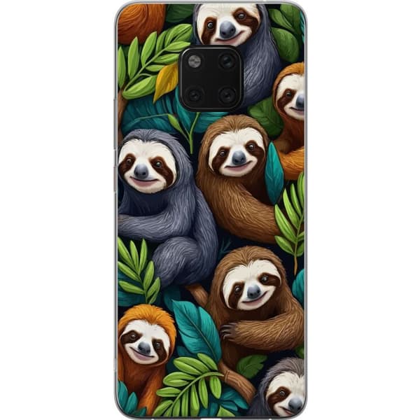 Huawei Mate 20 Pro Gennemsigtig cover Sengångarstil - afslappet motiv med sød dovendyr