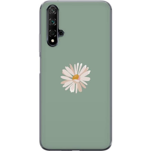 Huawei nova 5T Gjennomsiktig deksel Grønn Minimalblomst - stilren blomst på grønn bakgrunn