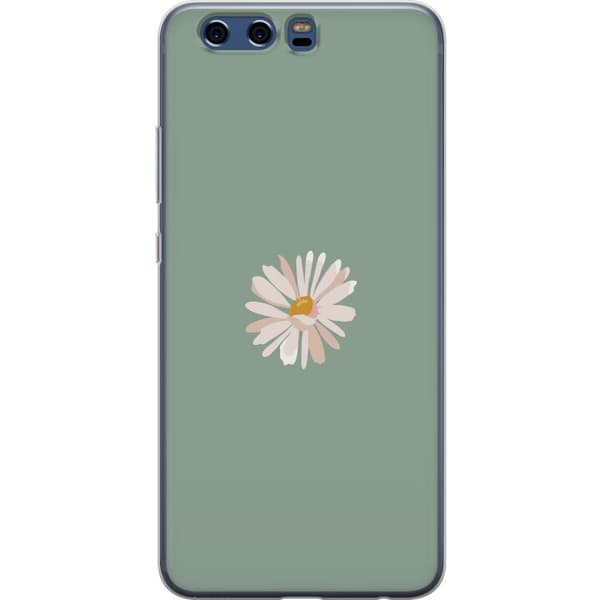 Huawei P10 Läpinäkyvä kuori Vihreä Minimalikukka - tyylikäs kukka vihreällä taustalla