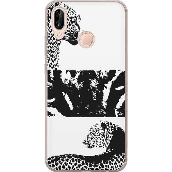 Huawei P20 lite Genomskinligt Skal Leopard Faces – trendigt mönster med leopardansikten