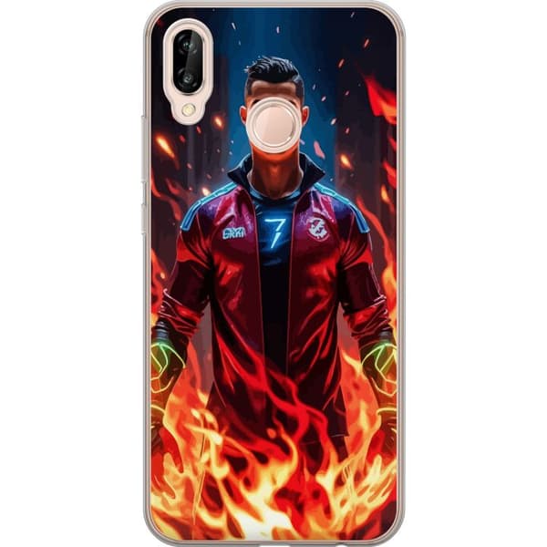 Huawei P20 lite Gjennomsiktig deksel Ronaldo Inferno - fotballhelt i flammer