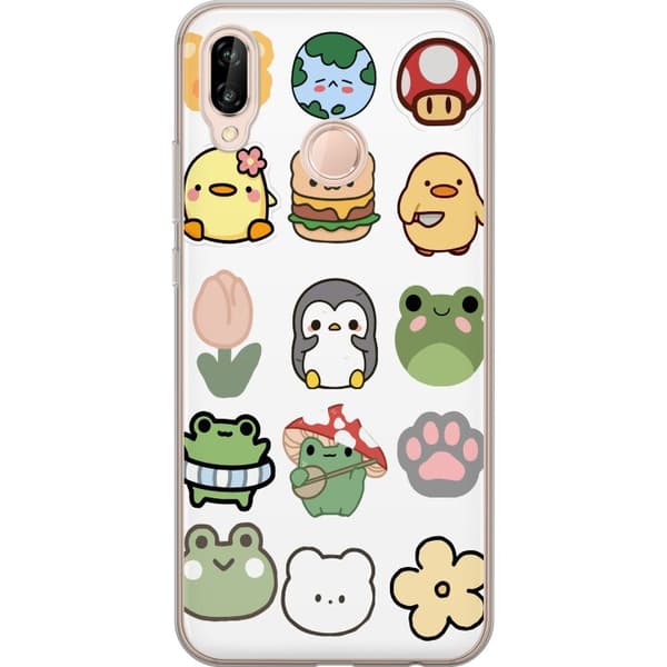 Huawei P20 lite Gjennomsiktig deksel Kawaii Friends