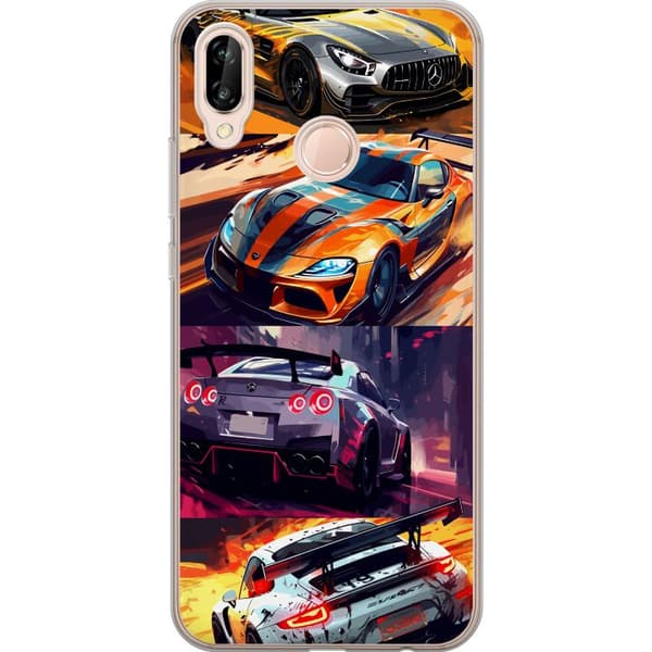 Huawei P20 lite Genomskinligt Skal Rally Fever – fartfyllt motiv med rallybilar