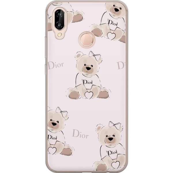 Huawei P20 lite Gjennomsiktig deksel Teddy Dior Vibes - luksuriøs teddybjørn i motestil