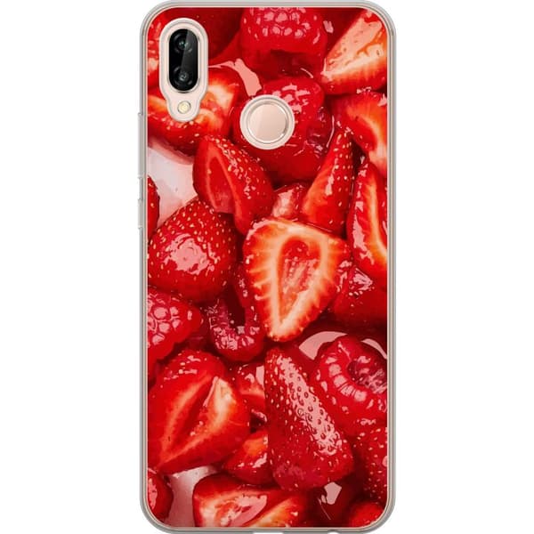 Huawei P20 lite Genomskinligt Skal Jordgubbsmönster – sött motiv med sommarkänsla