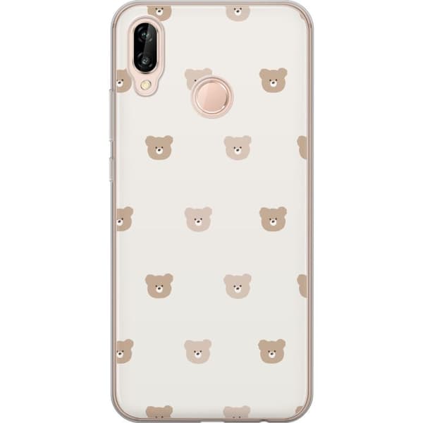 Huawei P20 lite Genomskinligt Skal Teddy Background – gulliga nallar mot mjuk bakgrund