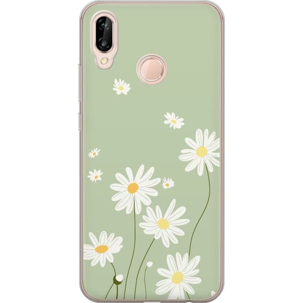 Huawei P20 lite Genomskinligt Skal Prästkragar – blommigt mönster i svensk sommarstil