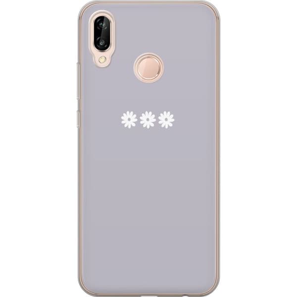 Huawei P20 lite Genomskinligt Skal Lila Blomminimalism – stilrent blommotiv på lila bakgrund