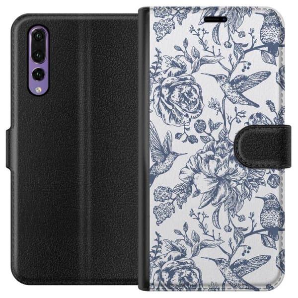 Huawei P20 Pro Lommeboketui Blomster & Fugler - Romantiskt Vintage-stil Mønster