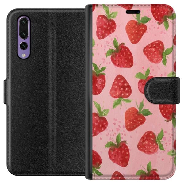 Huawei P20 Pro Lommeboketui Jordbærdrømmer - Retro-stil jordbærmønster