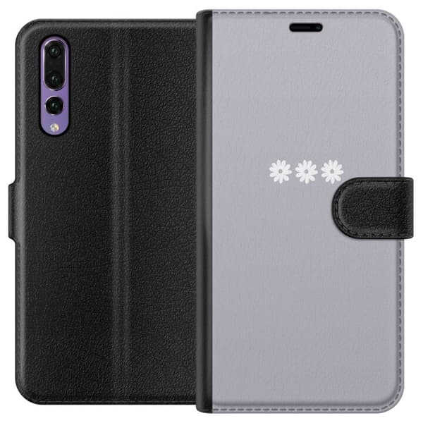 Huawei P20 Pro Lommeboketui Lilla Blomminimalisme - stilig blomstermotiv på lilla bakgrunn