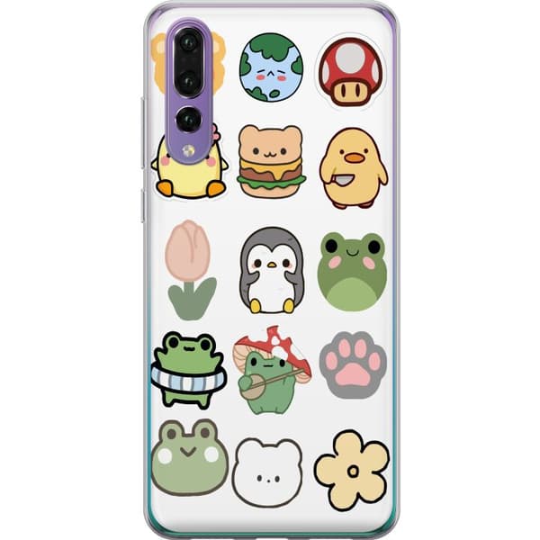 Huawei P20 Pro Genomskinligt Skal Kawaii Friends – söta figurer i japansk stil