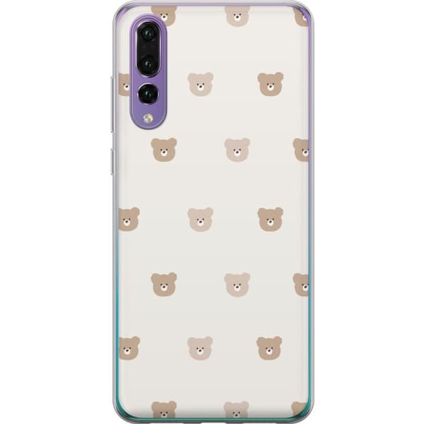 Huawei P20 Pro Genomskinligt Skal Teddy Background – gulliga nallar mot mjuk bakgrund