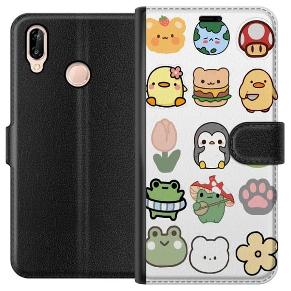 Huawei P20 lite Plånboksfodral Kawaii Friends – söta figurer i japansk stil