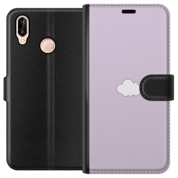 Huawei P20 lite Plånboksfodral Lila Moln – minimalistiskt moln på lila bakgrund