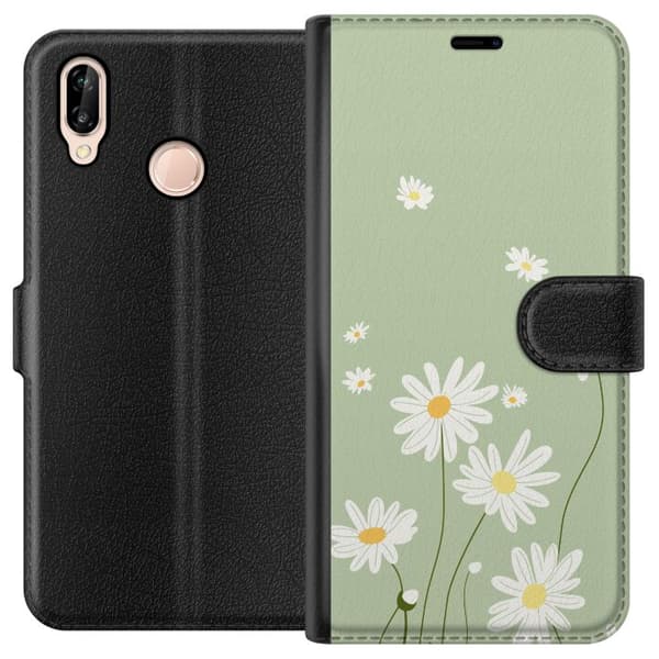 Huawei P20 lite Plånboksfodral Prästkragar – blommigt mönster i svensk sommarstil