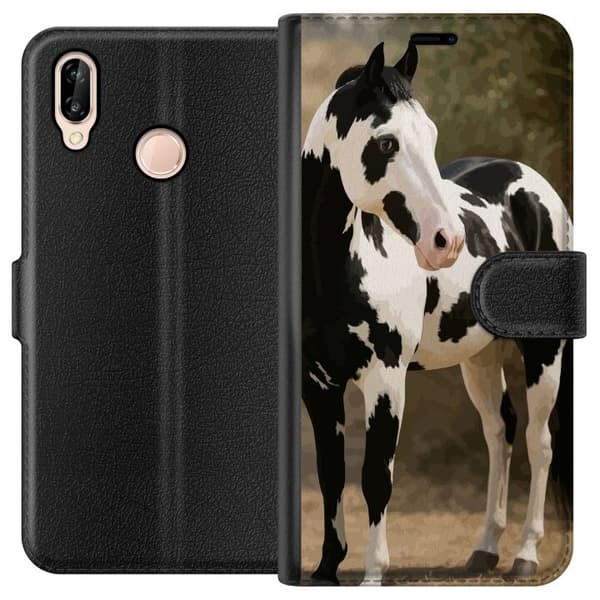 Huawei P20 lite Plånboksfodral Vacker Häst – elegant illustration av hästmotiv