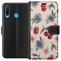 Miniatyrbilde 1 av 3: Huawei P30 lite Lommeboketui Bær & Blomster - mønster med blå blomster og skogsbær