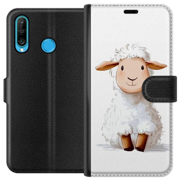 Huawei P30 lite Lommeboketui Søtt Lam - tegneseriestil for barn og babyprodukter
