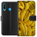 Miniatyrbild 1 av 3: Huawei P30 lite Plånboksfodral Banana Pattern – lekfullt mönster med gula bananer