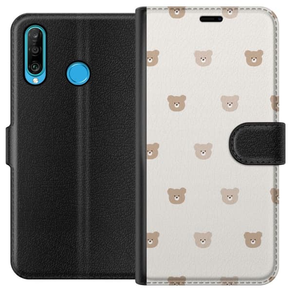 Huawei P30 lite Lommeboketui Teddybakgrunn - søte teddybjørner mot en myk bakgrunn