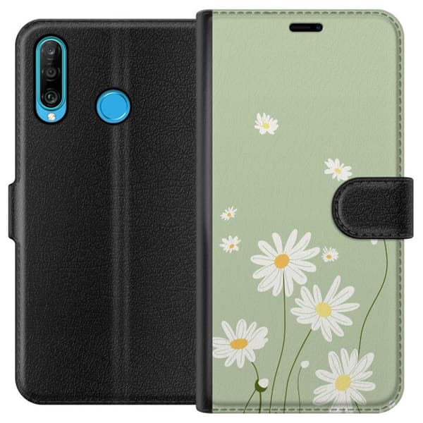Huawei P30 lite Lommeboketui Prestekrager - blomstrete mønster i svensk sommerstil