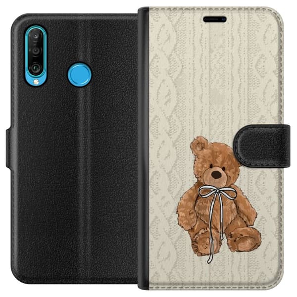 Huawei P30 lite Tegnebogsetui Lille Teddy – klassisk teddy i enkel design