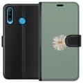 Miniatyrbilde 1 av 3: Huawei P30 lite Lommeboketui Grønn Minimalblomst - stilren blomst på grønn bakgrunn