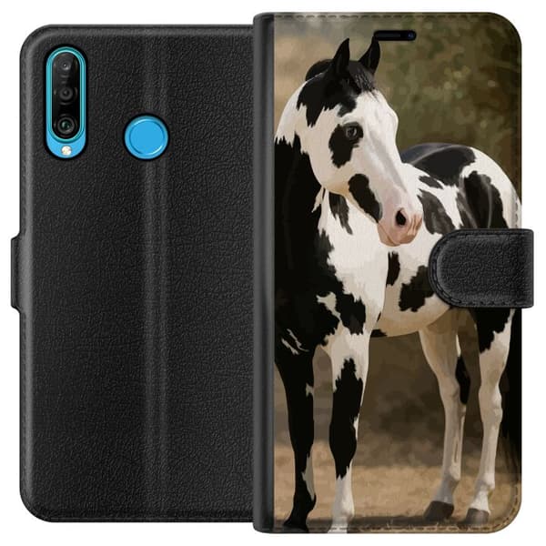 Huawei P30 lite Lommeboketui Vakker Hest - elegant illustrasjon av hestemotiv