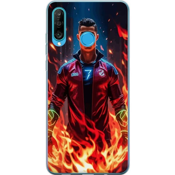 Huawei P30 lite Gjennomsiktig deksel Ronaldo Inferno - fotballhelt i flammer
