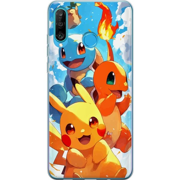 Huawei P30 lite Gennemsigtig cover Pocket Creatures - inspireret af Pokémon uden at nævne navnet