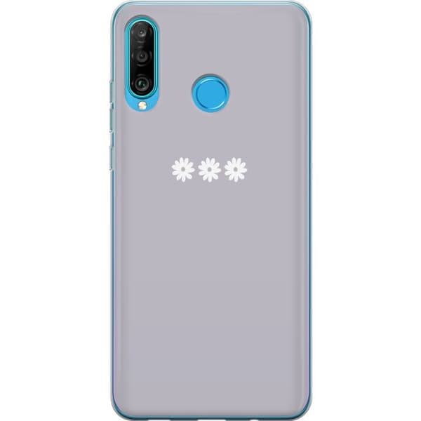Huawei P30 lite Gjennomsiktig deksel Lilla Blomminimalisme - stilig blomstermotiv på lilla bakgrunn