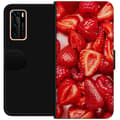 Miniatyrbilde 1 av 3: Huawei P40 Lommeboketui Jordbærmønster - søtt motiv med sommerfølelse