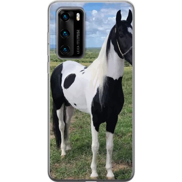 Huawei P40 Gennemsigtig cover Hestemagi - stiliseret hest i en rolig farveskala