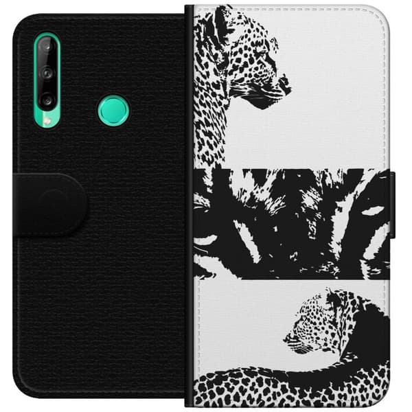 Huawei P40 lite E Plånboksfodral Leopard Faces – trendigt mönster med leopardansikten