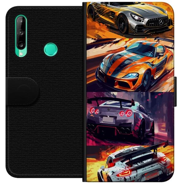 Huawei P40 lite E Plånboksfodral Rally Fever – fartfyllt motiv med rallybilar