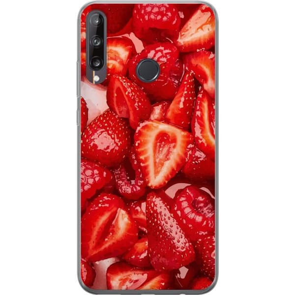 Huawei P40 lite E Genomskinligt Skal Jordgubbsmönster – sött motiv med sommarkänsla