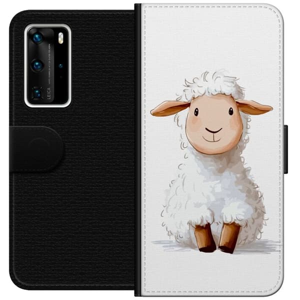 Huawei P40 Pro Lompakkokotelo Suloinen Lammas - lasten ja vauvan tuotteita sarjakuvatyyliin