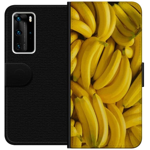 Huawei P40 Pro Plånboksfodral Banana Pattern – lekfullt mönster med gula bananer