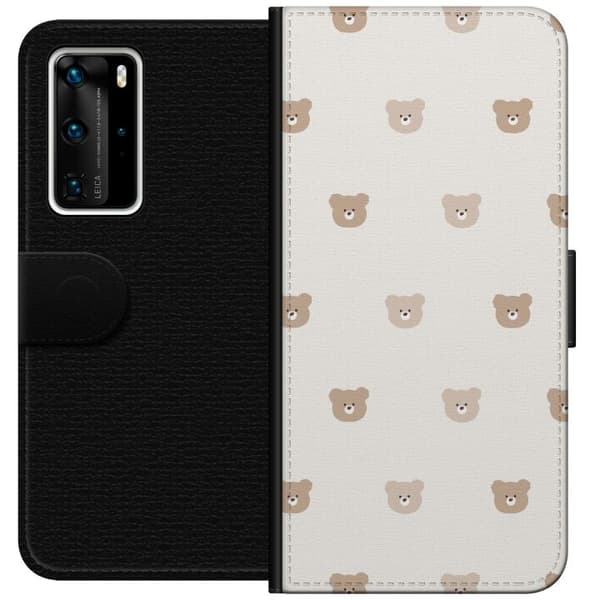 Huawei P40 Pro Plånboksfodral Teddy Background – gulliga nallar mot mjuk bakgrund